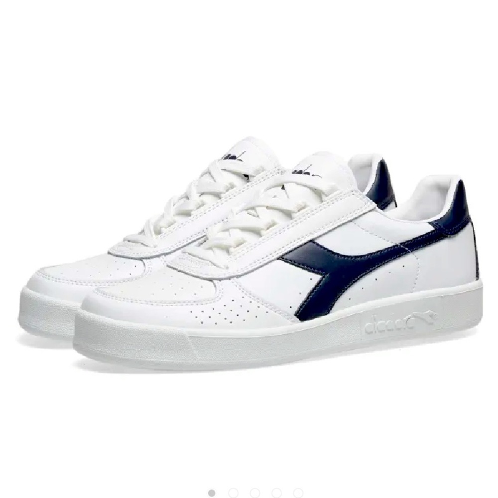Diadora Men’s B.Elite Court, White/Blue Denim, 13
